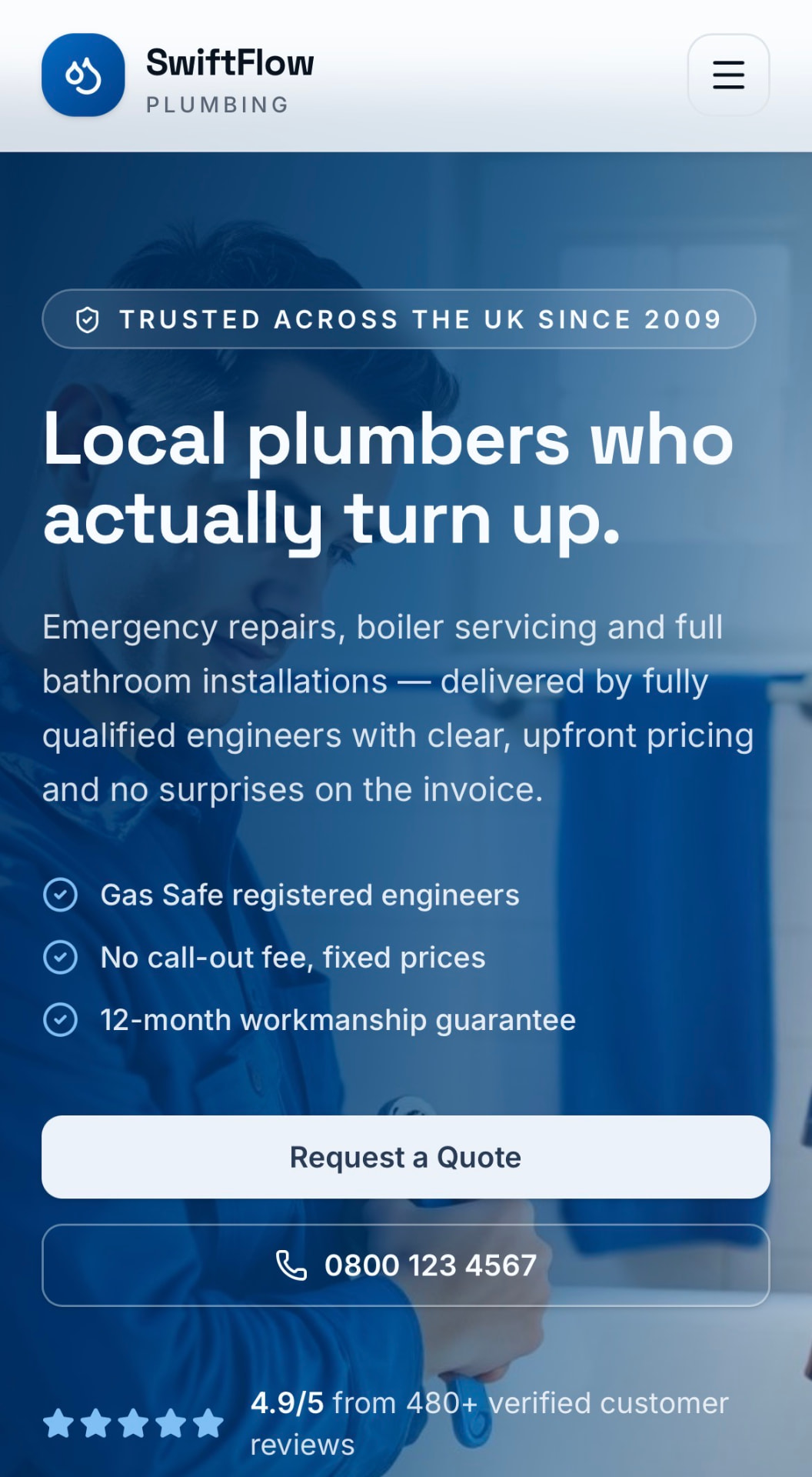 SwiftFlow Plumbing website screenshot