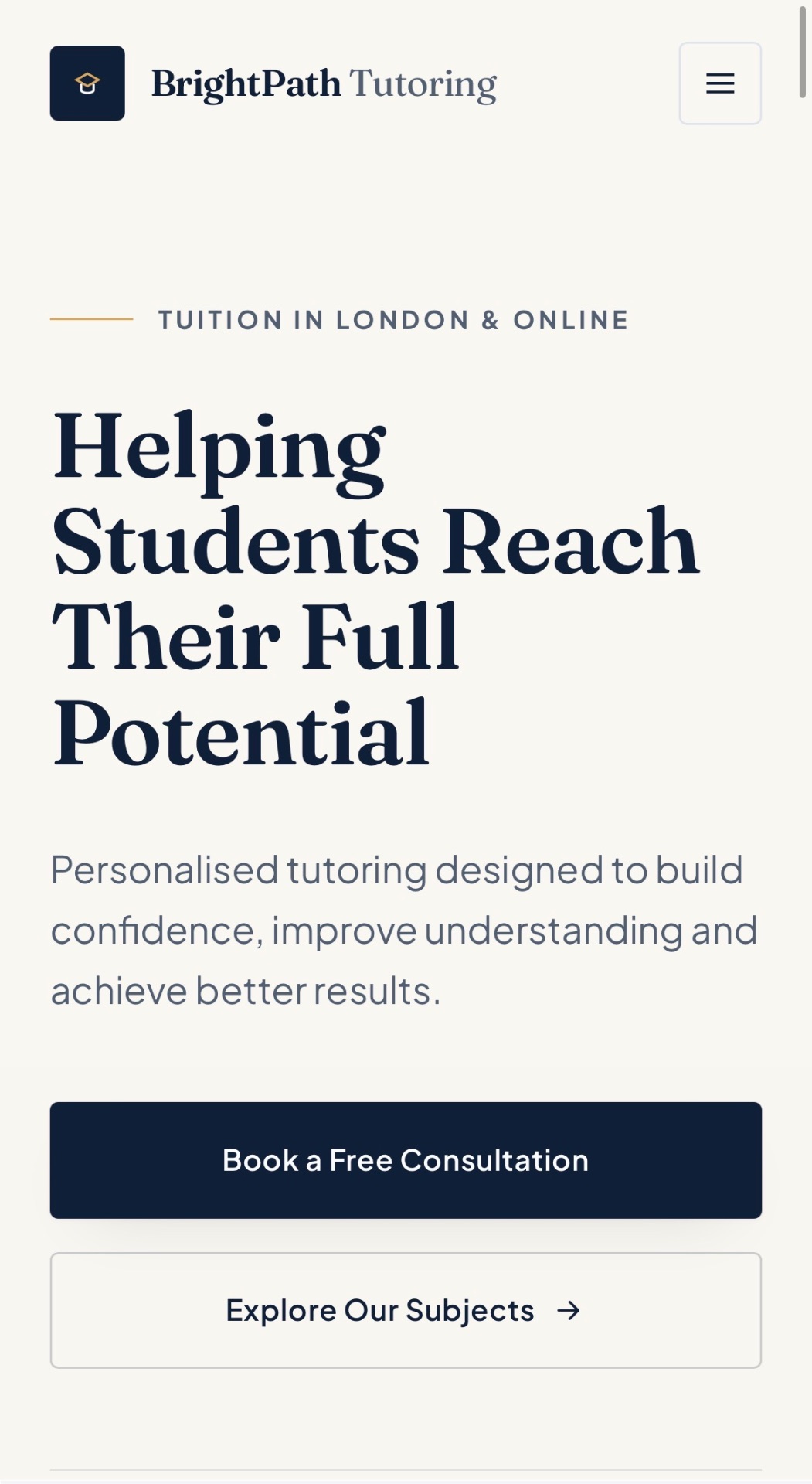 BrightPath Tutoring website screenshot
